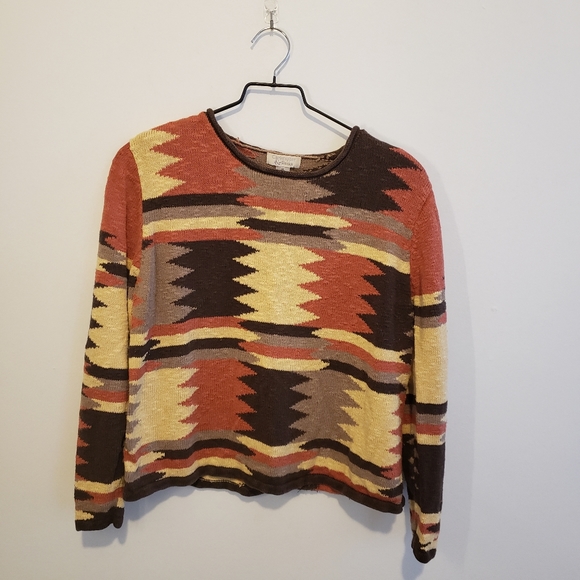 3 for $15 Vintage CB Southwestern Print Cropped Sweater Size M - Picture 2 of 10
